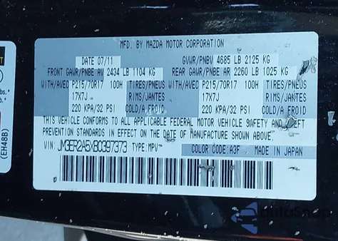 2011 Mazda Cx-7 I Sv from USA, damaged, VIN JM3ER2A5XB0397373